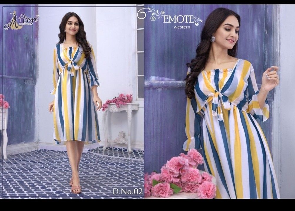 Post image EMOTE WESTERN 
£- Designer piece
£- 2 Piece 
£- western and koti
£- Colour- 6
£- Fabric - Georgette
£- Transfer print
£- Size - m,l,xl,xxl.
£- Length - 41"
£- Price - 677/-+ship(All Tex Include) 

GOOD QUALITY 👌👌