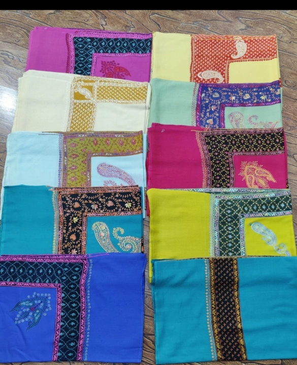 Double shaded semi pashmina hand work shawls  uploaded by Cashmere fabrics on 7/11/2023