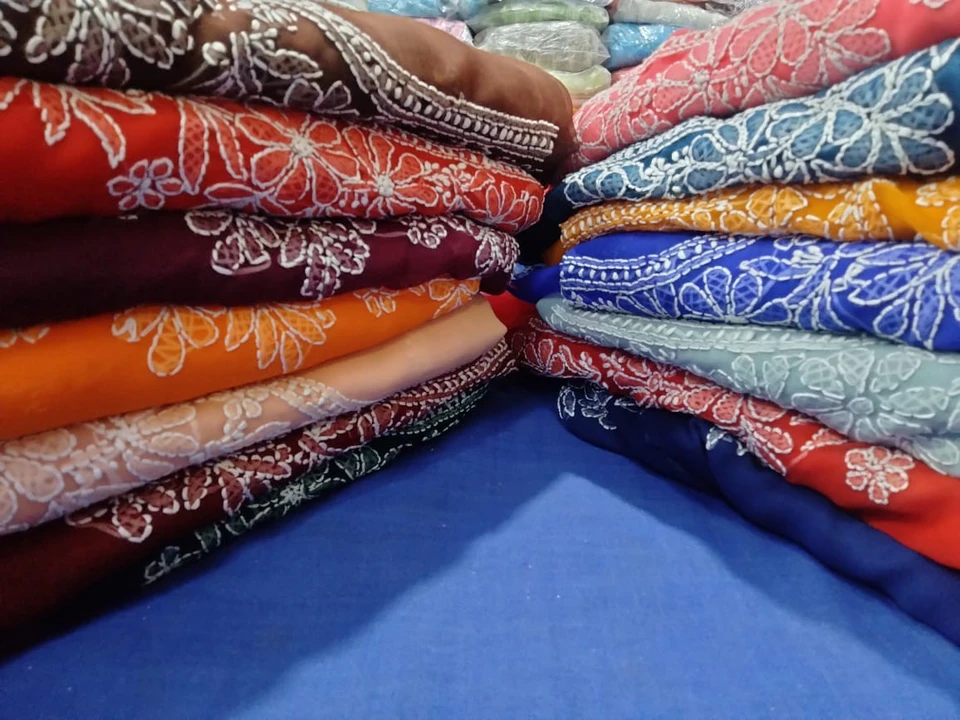 Chiffon fabric suits bakhiya fanda work uploaded by Lcf crafts (lucknow Chikan factory) on 7/11/2023