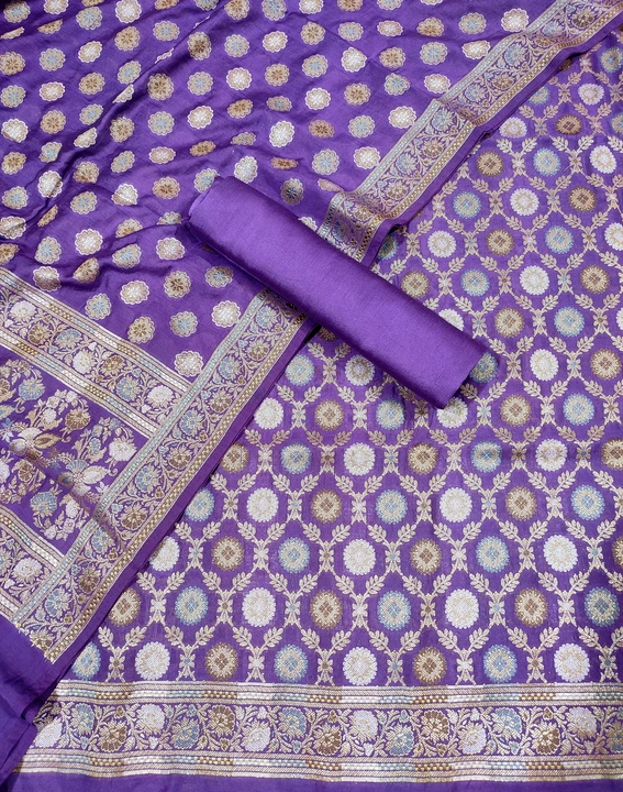 Banarasi Traditional Exclusive Malbury crystal dyble cotton silk 3 piece suit  uploaded by S. A. Designer on 7/11/2023