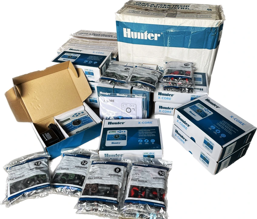 Hunter irrigation system timer controller and nozzle available  uploaded by business on 7/11/2023