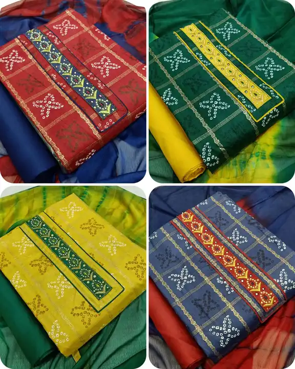 Cotton batik bandhani suit material uploaded by Mysore cloth depot  on 7/11/2023