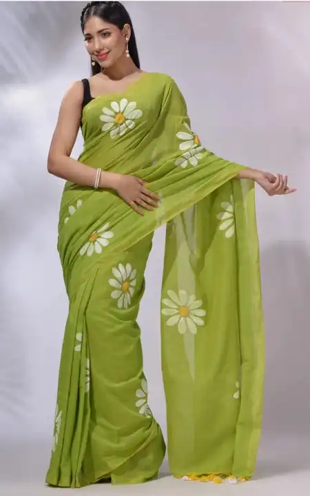 Khadi cotton printed and saree  uploaded by Santipur saree on 7/11/2023