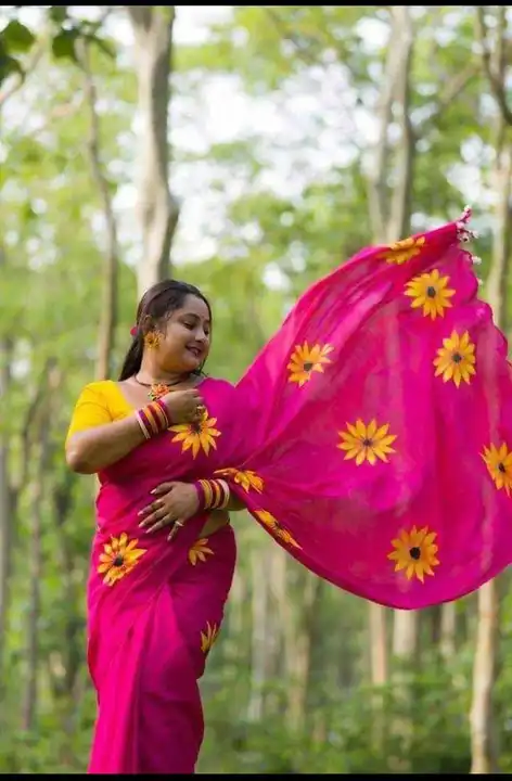 Khadi cotton printed and saree  uploaded by Santipur saree on 7/11/2023