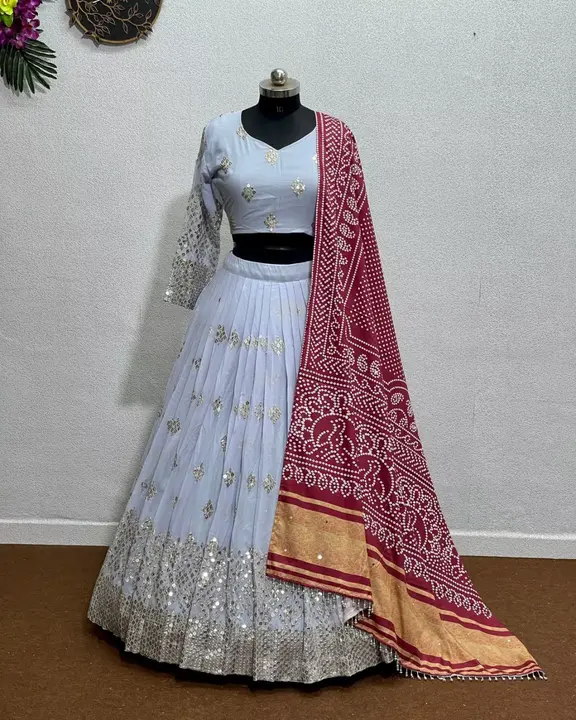DESIGNER NAVRATRI SPECIAL HEAVY GEORGETTE EMBROIDERED 9MM SEQUINS WORK LEHENGAS WITH DUPATTA

😍*COD uploaded by Ahmed fashion on 7/11/2023