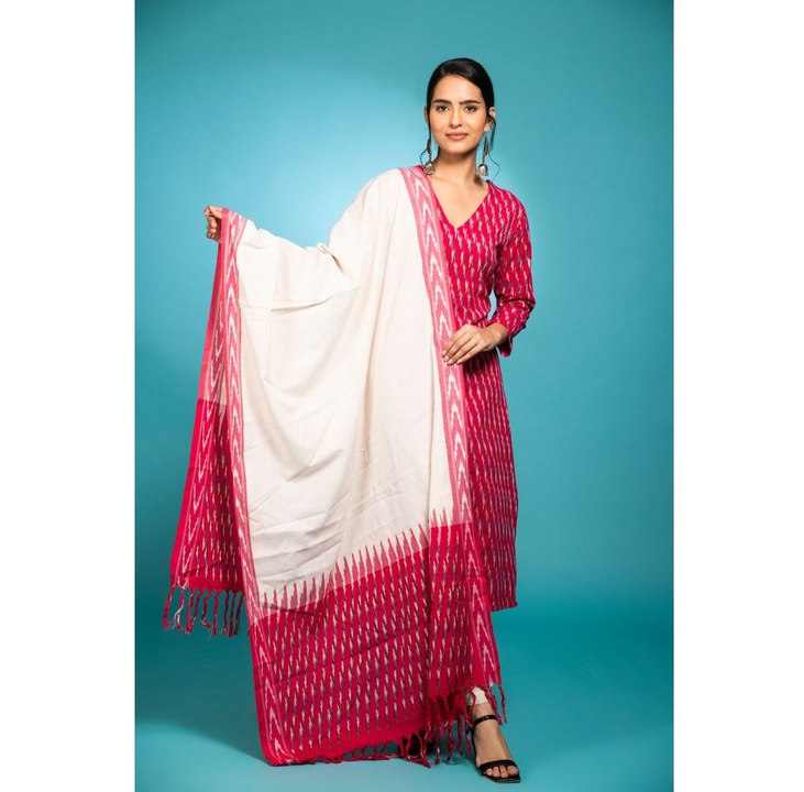 Ikkat cotton dress materials  uploaded by Deepthi Handlooms on 7/12/2023
