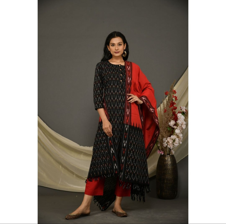 Ikkat cotton dress materials  uploaded by Deepthi Handlooms on 7/12/2023