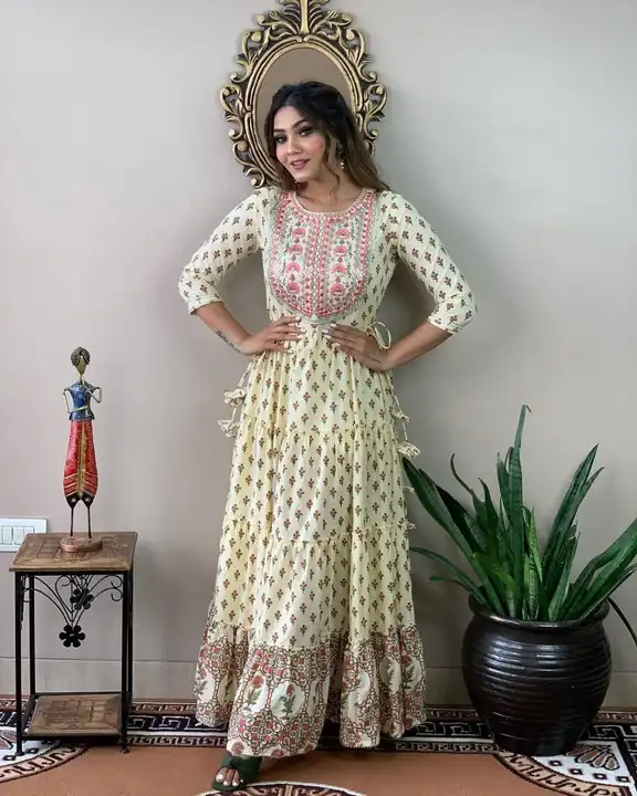 Embroidery printed gown uploaded by Aparna fashion club on 7/12/2023