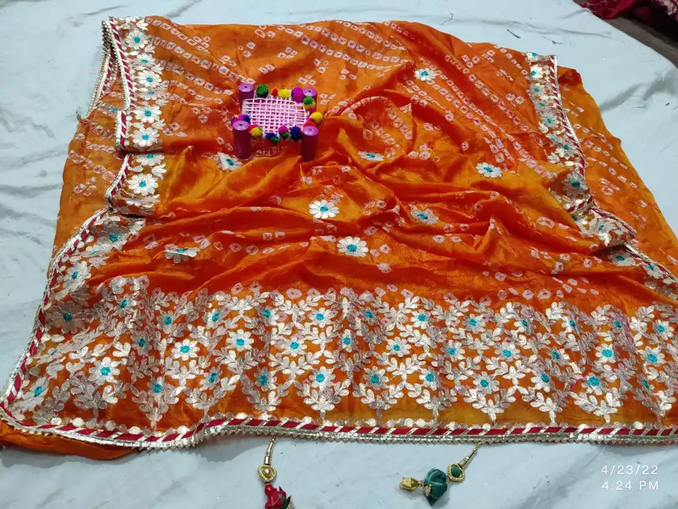 Today sale price hurry up 
New launch beautiful art silk heavy Bandhani gottapatti saree with runnin uploaded by Gotapatti manufacturer on 7/12/2023