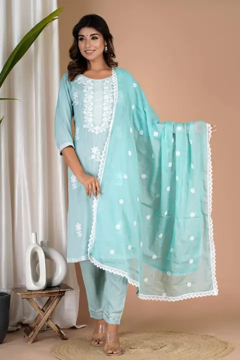 New heavy reyon 3 pc suit with heavy embroidery  uploaded by RADHE INTERNATIONAL 2 on 7/12/2023