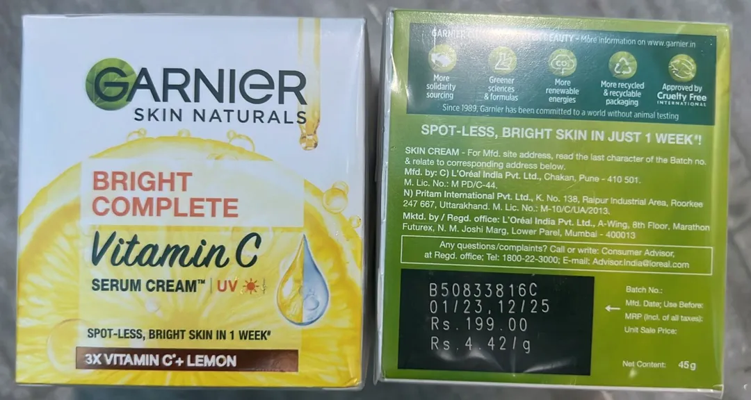Garnier Vitamin C Light Complete Cream Mrp 199  uploaded by MK TRADERS on 7/12/2023