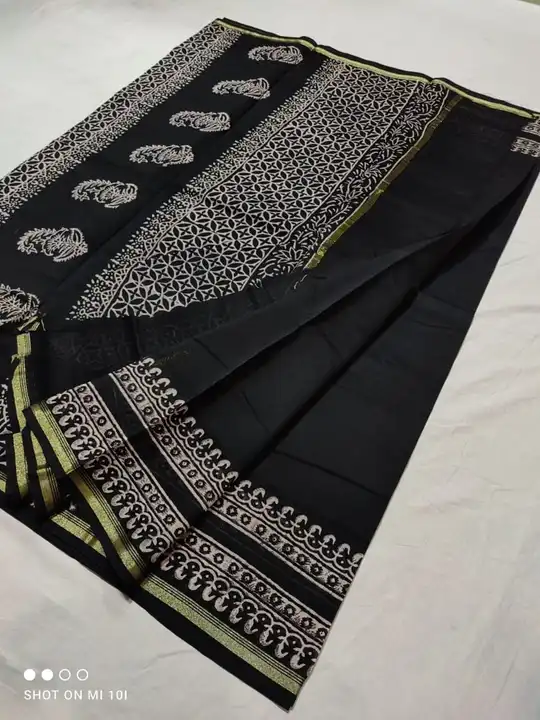 handblock fancy dabu print half silk half cotton chanderi saree uploaded by Chanderi ethnic world on 7/12/2023