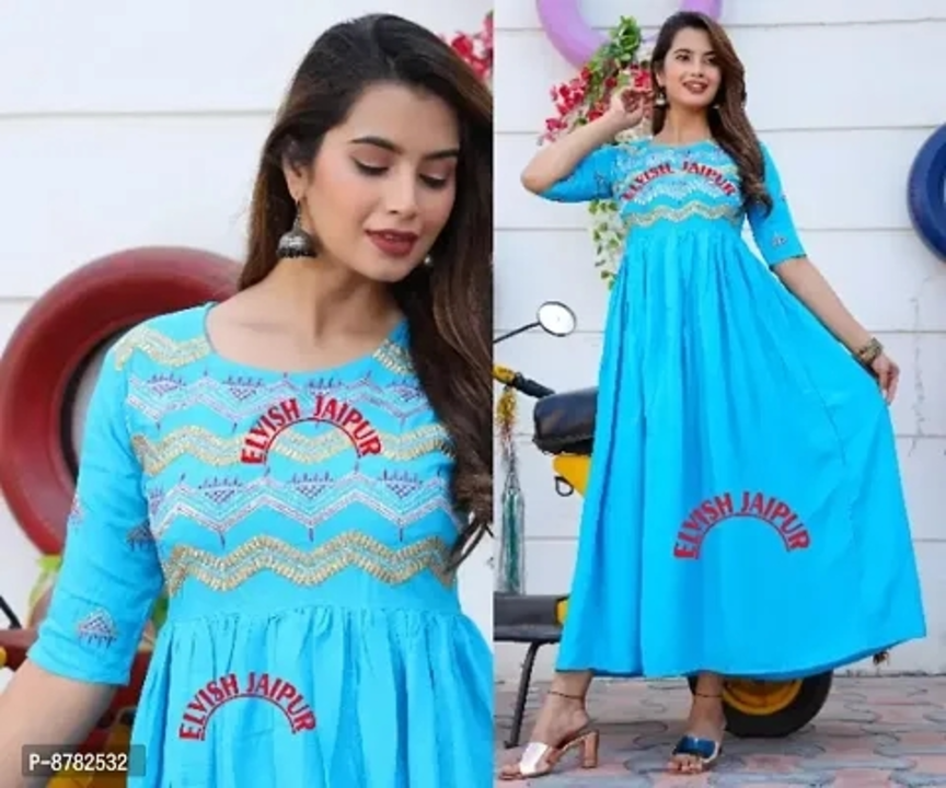 Beautiful Rayon Embroidered Stitched Ethnic Gown uploaded by wholsale market on 7/12/2023