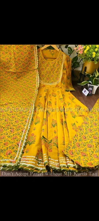 🌺🌺🌺🌺🌺🌺🌺
*Premium pure rayon  party wear dress with all over gotta detailing hand work on yoke uploaded by JAIPURI FASHION HUB on 7/12/2023