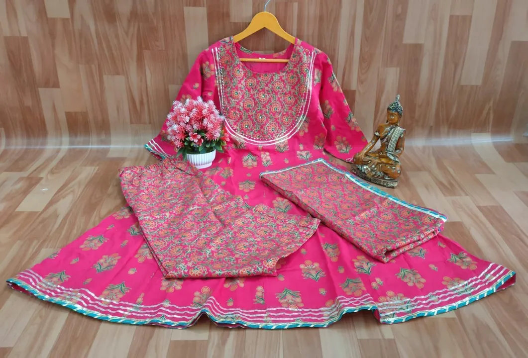 🌺🌺🌺🌺🌺🌺🌺
*Premium pure rayon  party wear dress with all over gotta detailing hand work on yoke uploaded by JAIPURI FASHION HUB on 7/12/2023