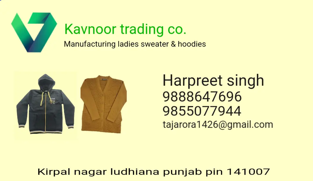 Visiting card store images of Kavnoor trading co.
