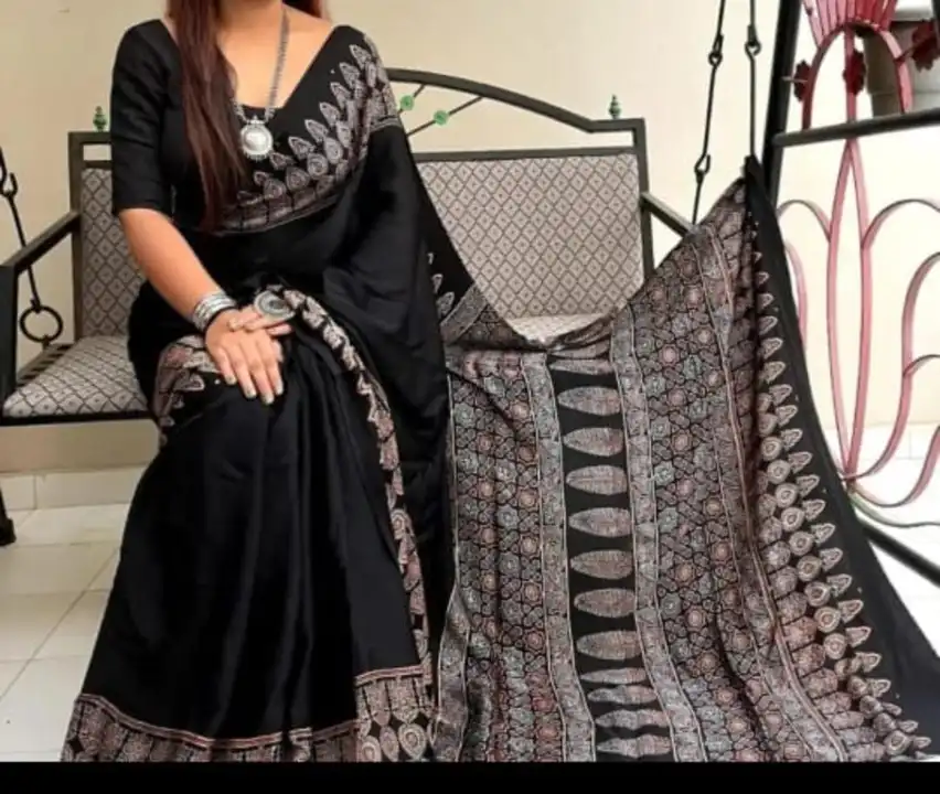 Fabric - linen cotton ajrak print saree 
Price uploaded by Linen Saree Hub on 7/12/2023