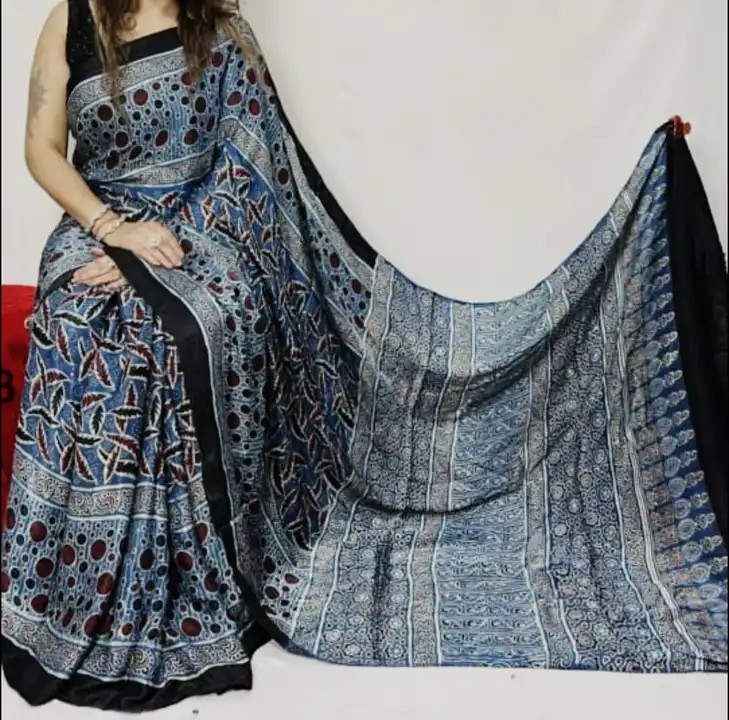 Fabric - linen cotton ajrak print saree 
Price uploaded by Linen Saree Hub on 7/12/2023