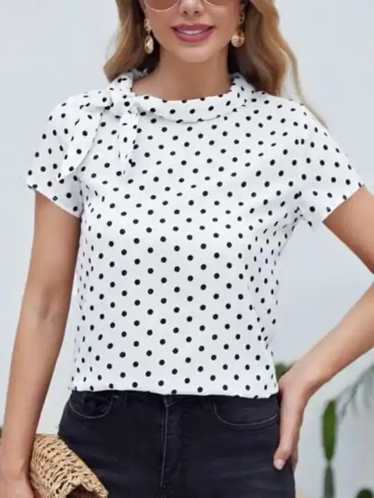 Polka white top for women uploaded by business on 7/12/2023