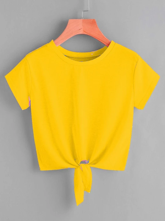 Solid yellow tie crop top  uploaded by DECISION LELE on 7/12/2023