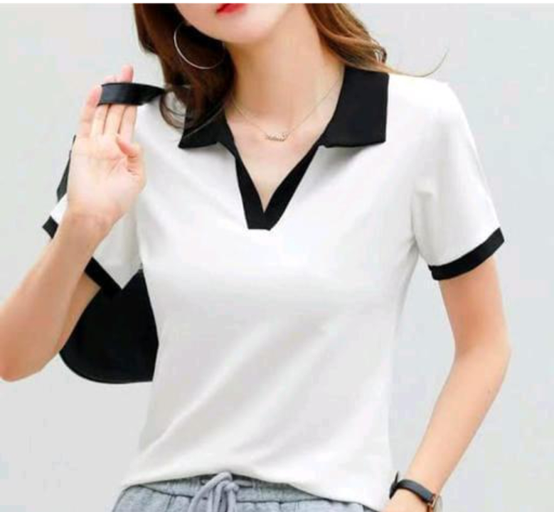 WHITE SOLID V NECK COLLAR TSHIRT uploaded by business on 7/12/2023