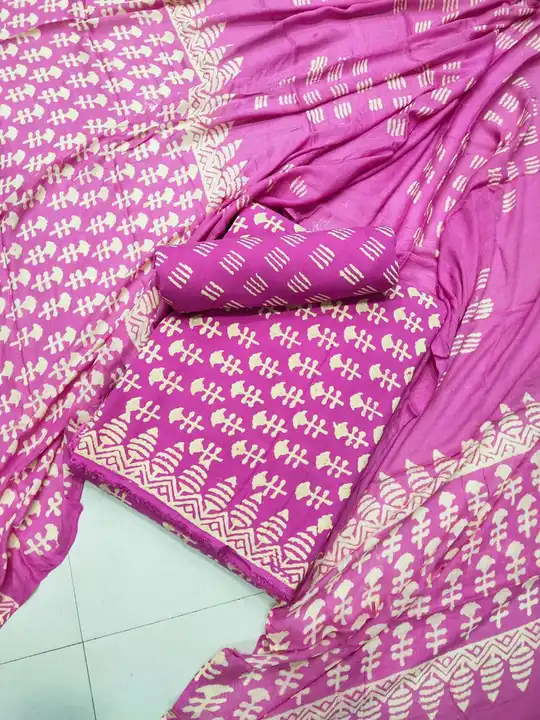 *Hand Block Printed Dabu Discharge Printed Unstitched Dress Material Suits uploaded by business on 7/12/2023