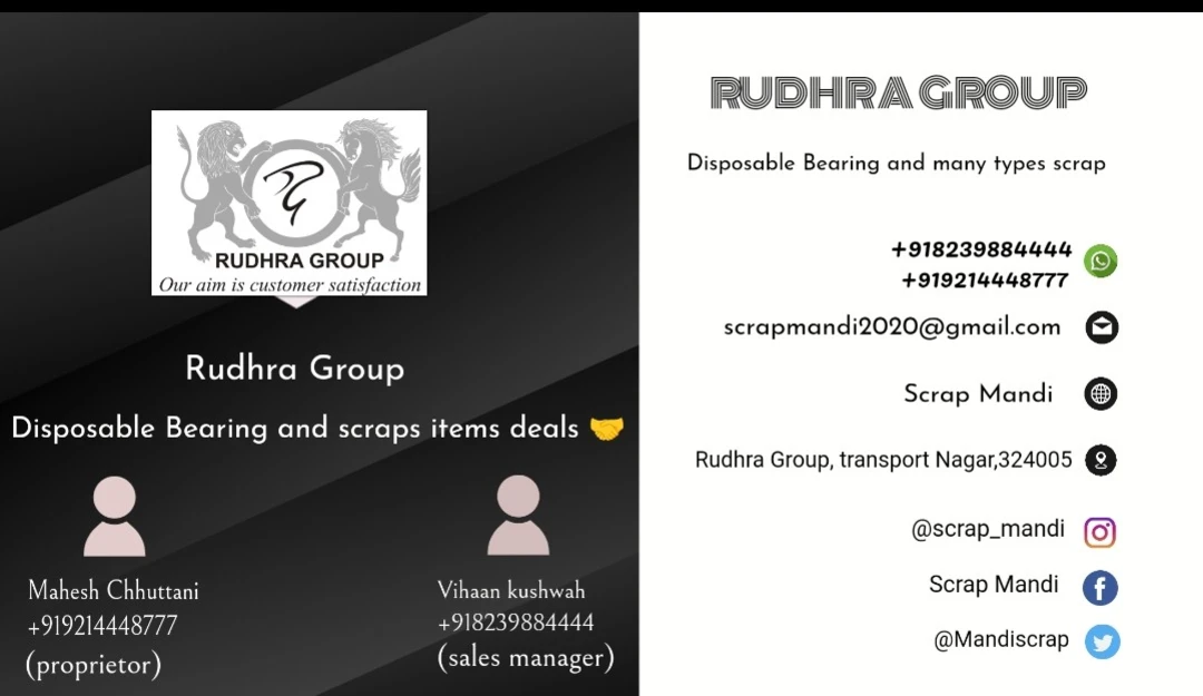 Visiting card store images of Rudhra Group Kota