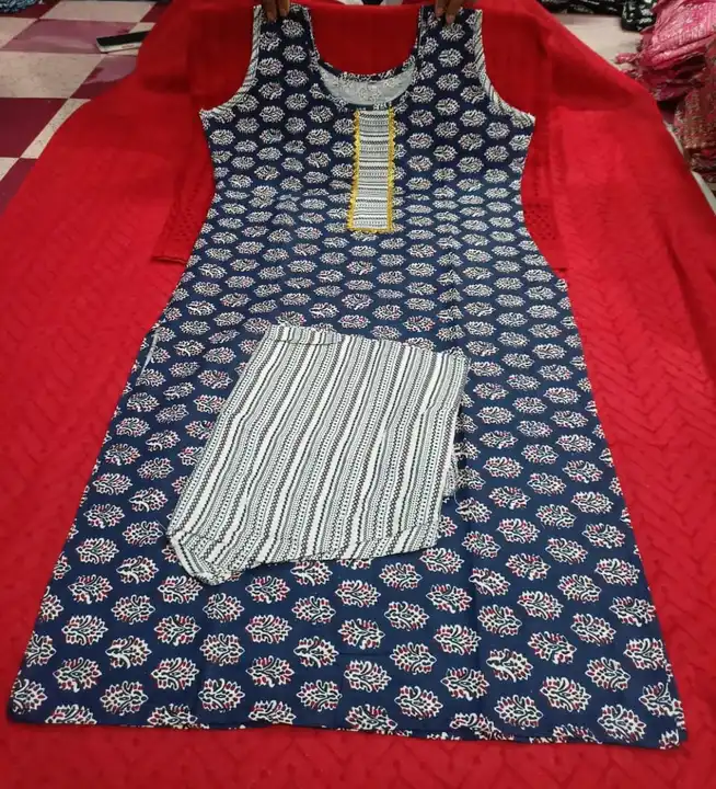 Cotton Sleeveless kurta Pant Set  uploaded by Sumitra Collection on 7/12/2023