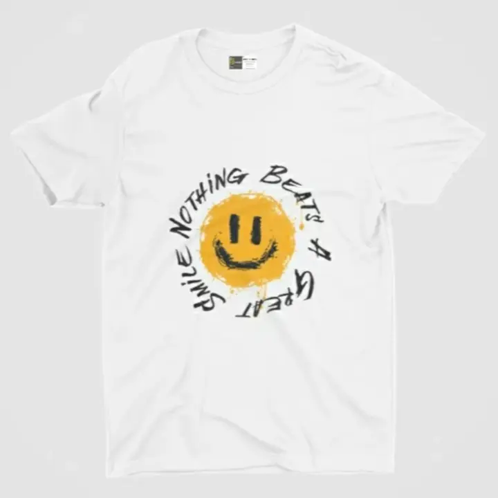 180 GSM Bio Wash Smile Printed Cotton Tshirt uploaded by business on 7/13/2023