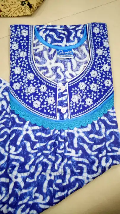 Piping pur cotton nighty uploaded by Mahavir collection on 7/13/2023