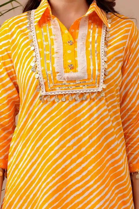 Cotton lahriya kurti with afgani pant uploaded by Diyanka Textile on 7/13/2023