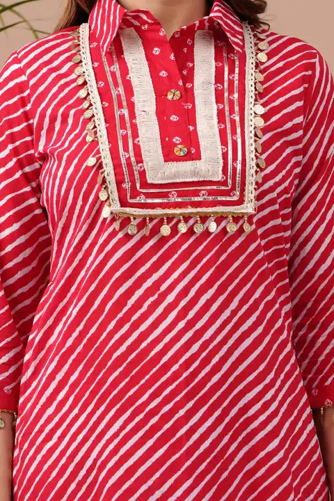 Cotton lahriya kurti with afgani pant  uploaded by Diyanka Textile on 7/13/2023