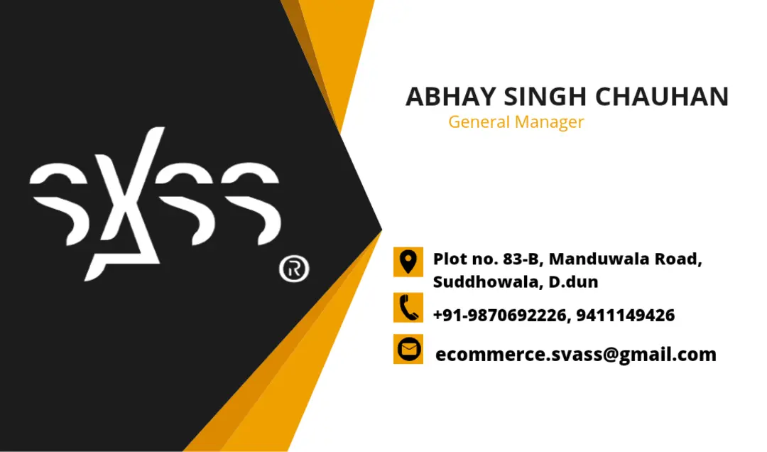 Visiting card store images of Svass incorporation