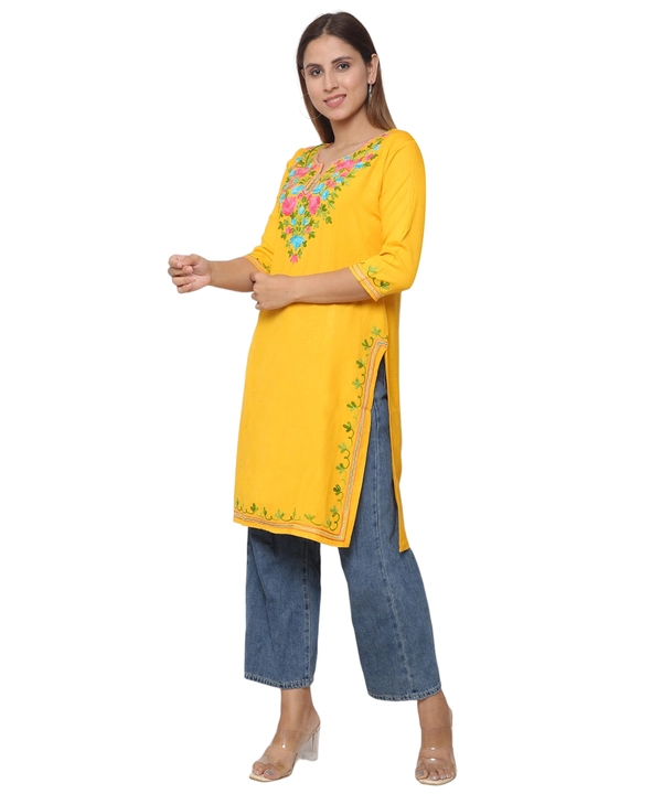 Firozy Rayon Kashmiri Aari Embroidery Long Kurti uploaded by MI GROUP GARMENTS on 7/13/2023