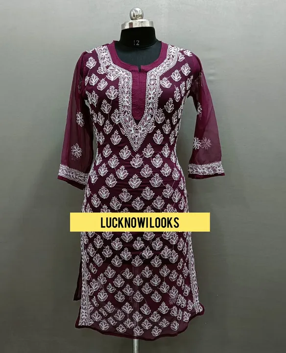 Post image Kurti 
Fabric- georgette 
Size 38 to 42
Length- 44
Booti jaal work