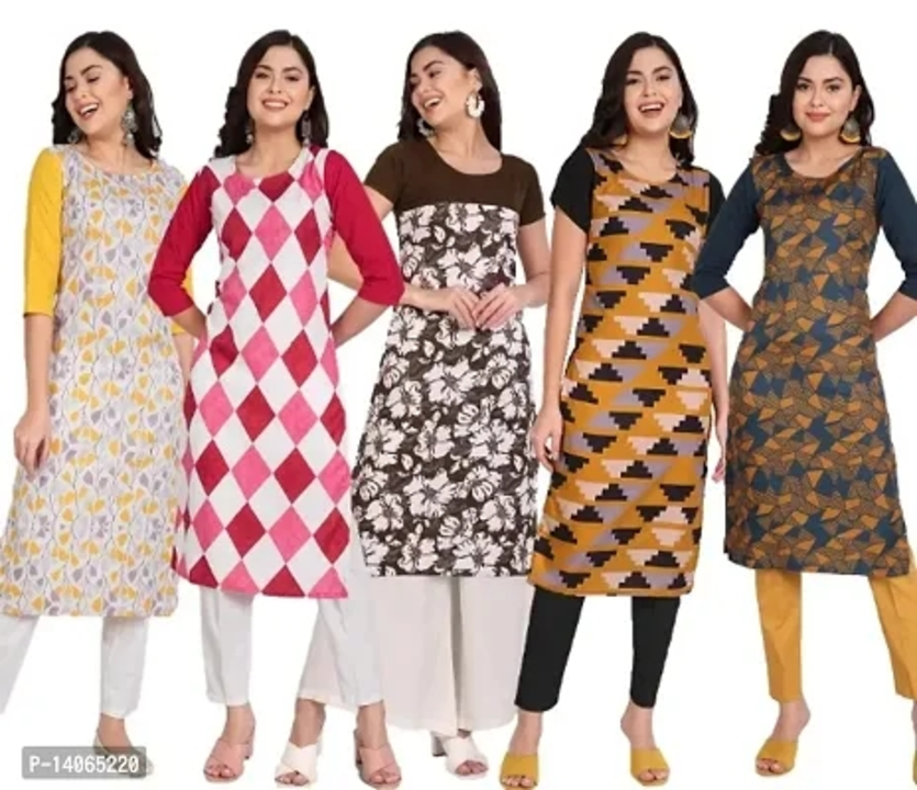 Stylish Fancy Crepe Printed Straight Kurti Combo For Women Pack Of 5
 uploaded by business on 7/13/2023