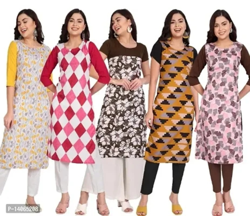Stylish Fancy Crepe Printed Straight Kurti Combo For Women Pack Of 5
 uploaded by Nirmala Claction on 7/13/2023
