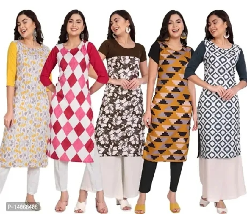 Stylish Fancy Crepe Printed Straight Kurti Combo For Women Pack Of 5
 uploaded by Nirmala Claction on 7/13/2023