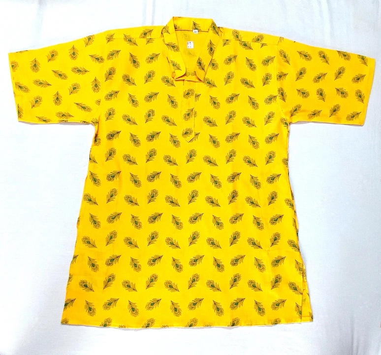 Men morephankhi yellow short kurta  uploaded by murtuza chikan handicraft on 7/13/2023