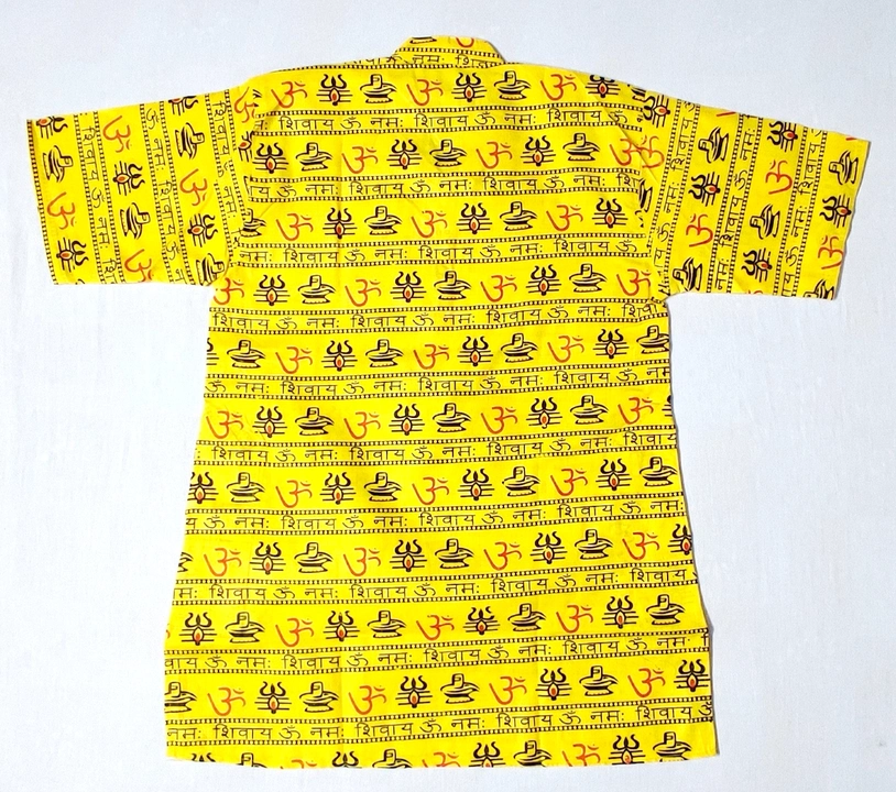 Men Om namah shivay yellow short kurta  uploaded by murtuza chikan handicraft on 7/13/2023