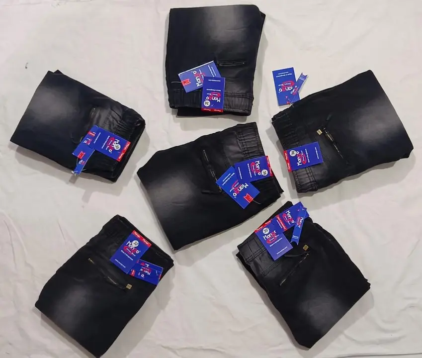 Manqo cotton wear spandex denim joggers only black light and deep shades  moq 32 pcs uploaded by Z M SUPPLIERS & CO on 7/13/2023