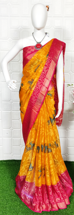 Brasso chiffon saree with blouse  uploaded by Kalpana creation on 7/13/2023
