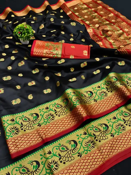 Cotton silk saree with contrast blouse and border  uploaded by business on 7/13/2023