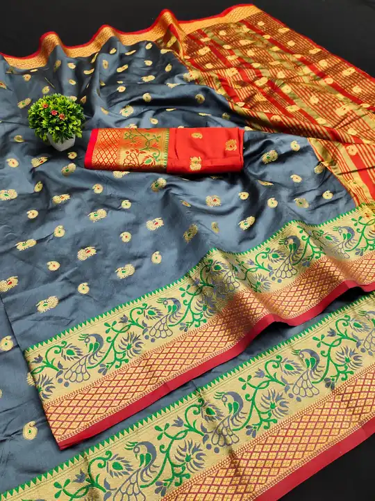 Cotton silk saree with contrast blouse and border  uploaded by Kalpana creation on 7/13/2023
