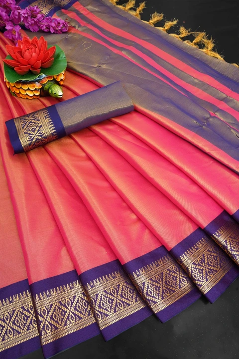 Cotton silk saree with contrast blouse  uploaded by Kalpana creation on 7/13/2023