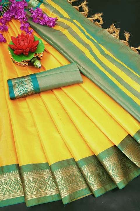 Cotton silk saree with contrast blouse  uploaded by Kalpana creation on 7/13/2023