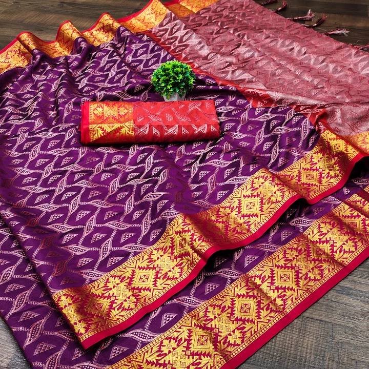 Cotton silk saree with contrast blouse  uploaded by business on 7/13/2023