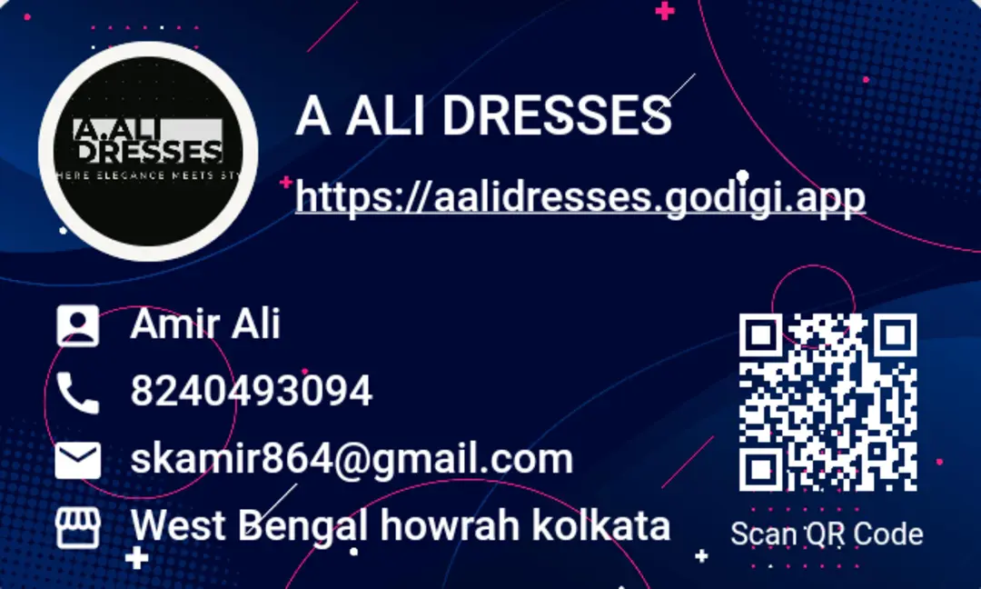 Visiting card store images of A.ALI DRESSES 