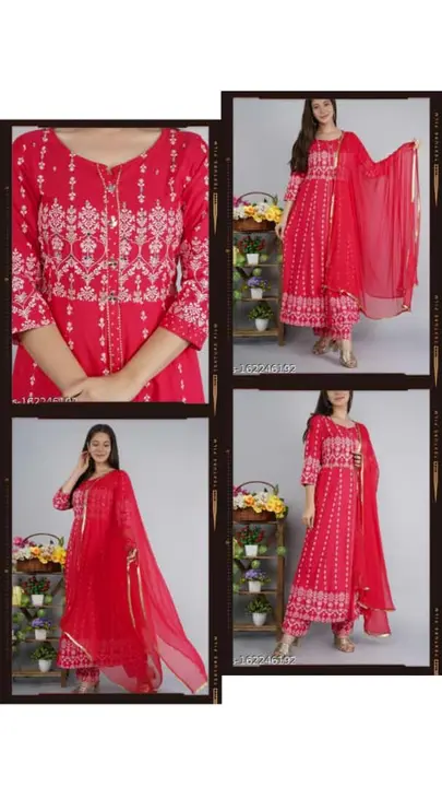 Long Anarkali kurta and palazzo set with dupatta uploaded by Online Ladies Dresses on 7/13/2023
