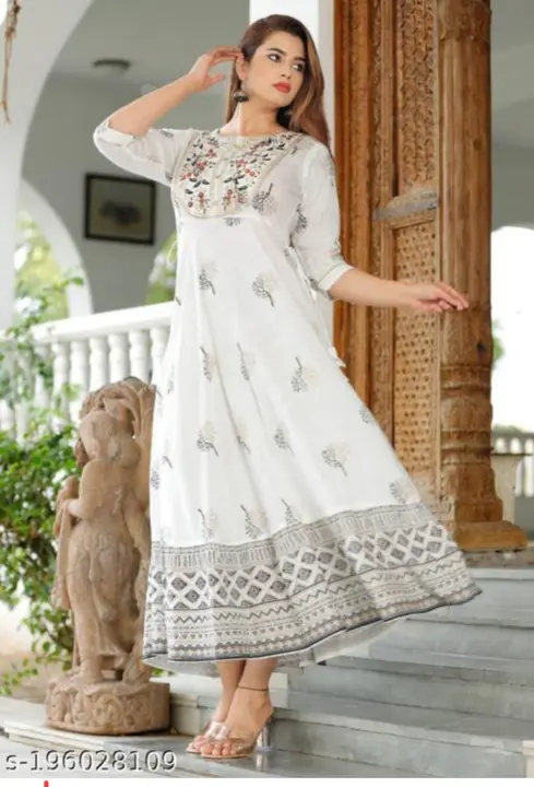 White Emorderd kurta uploaded by Manufacturer kurti .gowns on 7/14/2023